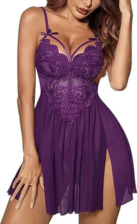 Avidlove Plus Size Lingerie Lace Babydoll Womens Strap Chemise Nightgown V Neck Nighty Mesh