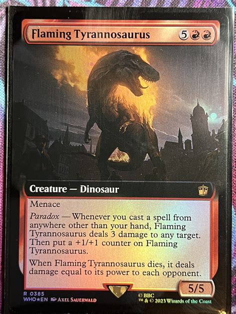 Flaming Tyrannosaurus WHO Extended Art Foil Bootleg Mage