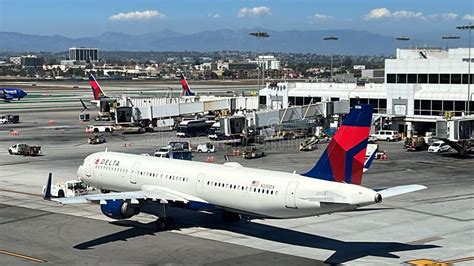 Delta Airlines Airplane At Los Angeles International Airport In