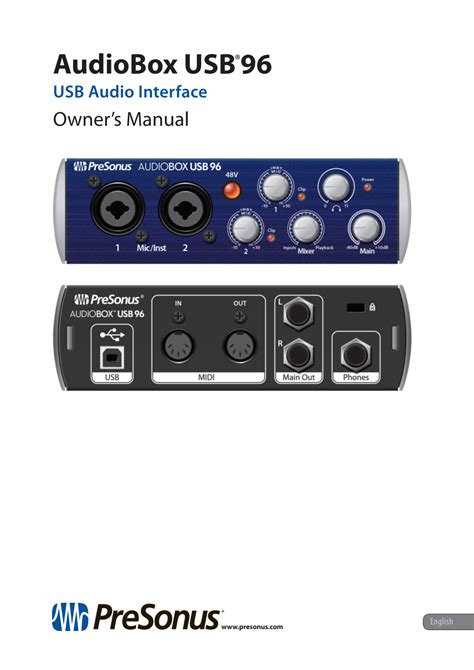 Presonus Audiobox USB 96 USB Audio Interface Owners Manual - DocsLib