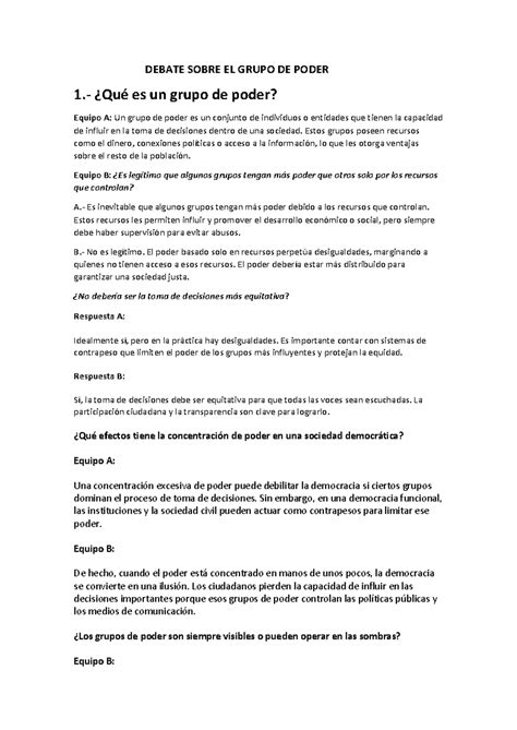 Debate Sobre LOS Grupos DE Poder - DEBATE SOBRE EL GRUPO DE PODER 1