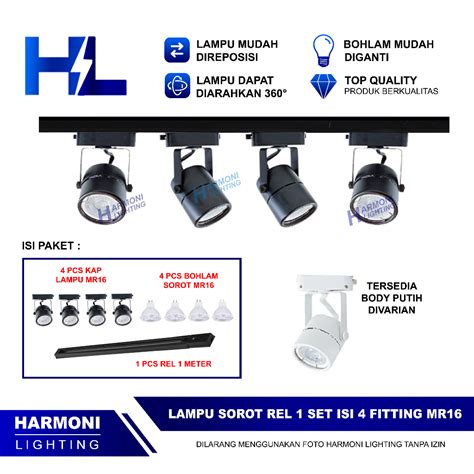 Jual Paket Lampu Sorot Rel Set Isi Spotlight Track Light Rell