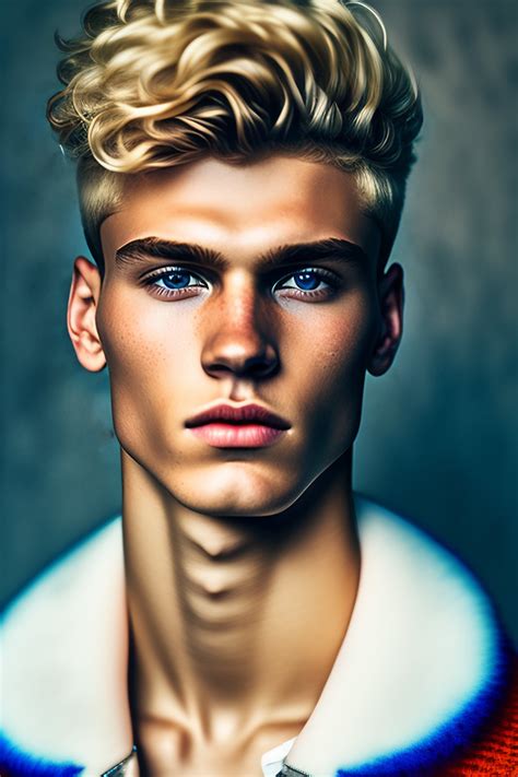 Lexica Close Up Portrait Of A 18 Year Old Blonde Russian Man His Blonde Short Hair Is Curly