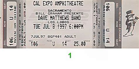 Dave Matthews Band Vintage Concert Vintage Ticket From Cal Expo