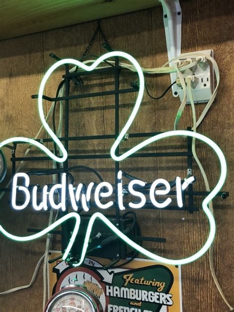 Budweiser Shamrock Neon Sign Aumann Auctions Inc