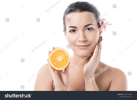 Attractive Naked Girl Clean Skin Holding Stock Photo 1061337584 Shutterstock