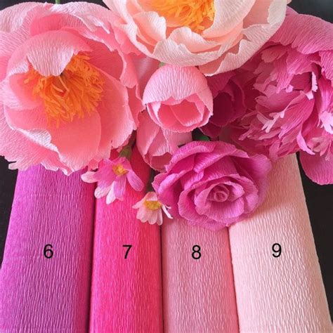 Diy Crepe Paper Flower Kit Pinkpeachblueredpurplewhiteyellow