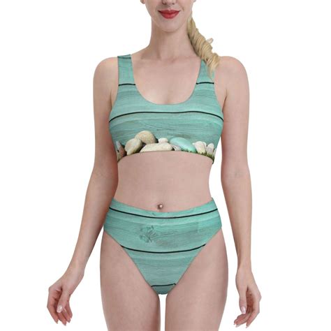 Daiia Wood Grain Women S Bikini Swimsuit Two Piece Swimsuit High Waisted Slim Fit High Leg