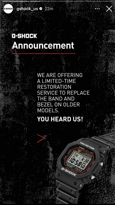 Casio/G-shock announced their new service that provides replacement ...
