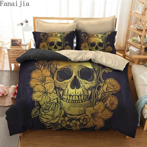 Fanaijia Flower Skull Duvet Cover Set D Sugar Skull Bedding Sets King