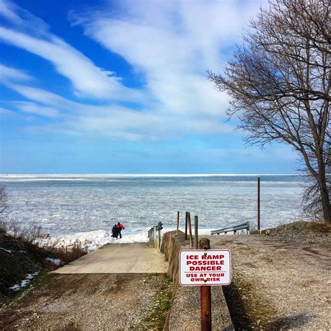 Frozen Lake Erie From The West Shore Of Put In Bay Ohio January