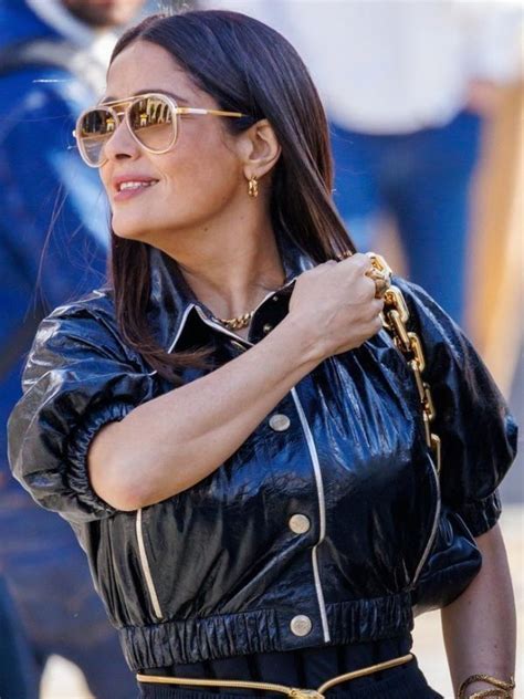 Salma Hayek Magic Mikes Last Dance Black Leather Jacket