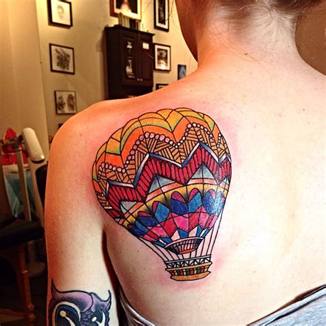 Color Full Hot Air Balloon Tattoo By Robert Winter Balloon Tattoo Air Balloon Tattoo Hot