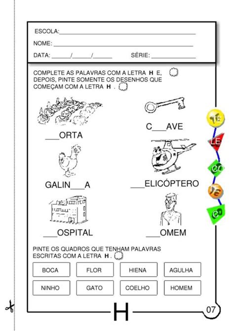 Atividades com a Letra H