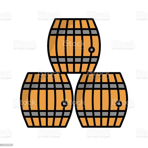 Stacked Barrel Icons Wine Aging And Beer Barrels Vector Stok Vektör