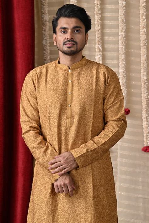 Mustard Tussar Silk Kurta Set Ranjh India