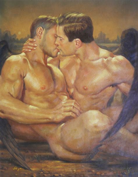 Original Oil Painting Angel Of Male Nude Gay Hongtao