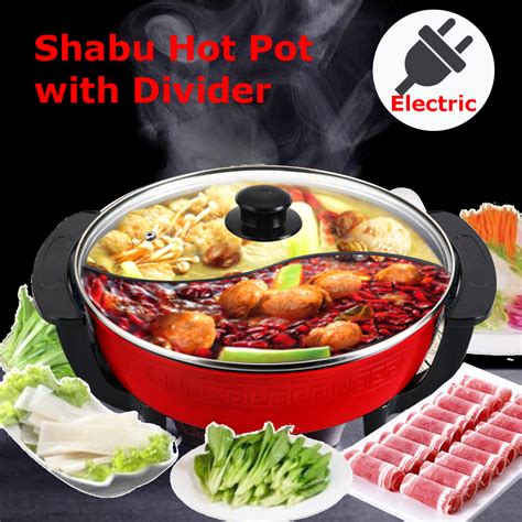 1300W Electric Non Stick Hot Pot Dual Side Divide Home Smokeless Shabu Cookware Alexnld