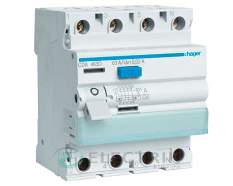 Устройство защитного отключения (УЗО) CD484D 4P 100A 30mA тип A, Hager ...