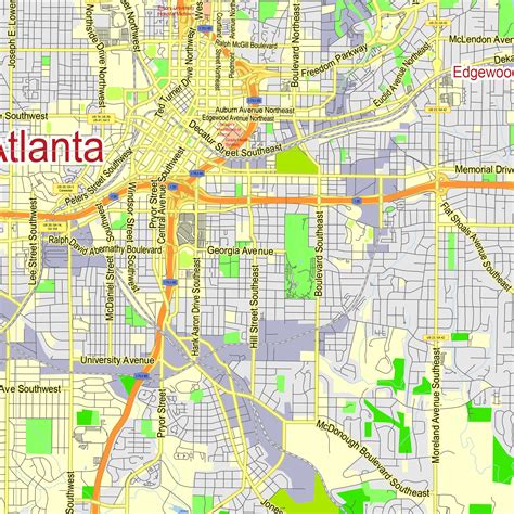 Atlanta Georgia US printable editable PDF layered Vector Map – Maps in