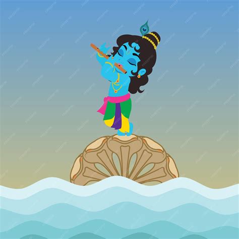 Premium Vector Little Krishna Dancing On Kaliya Snake