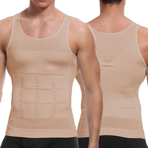 Gynecomastia Compress T Shirt Top Mens Slimming Body Shaper Vest Chest