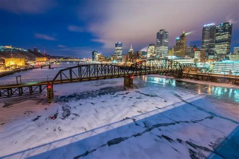 Pittsburgh in winter. | New york skyline, Outdoor, Skyline