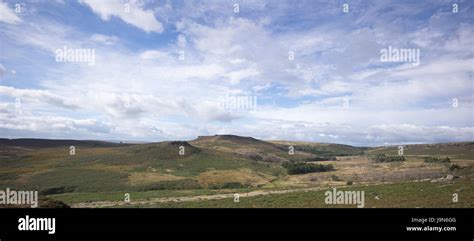 Millstone Grit Tors On Moorland Peak District National Park United