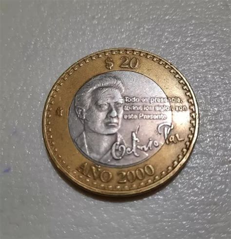 Moneda 20 Pesos Octavio Paz 2000 en venta en Tepanco De López Puebla