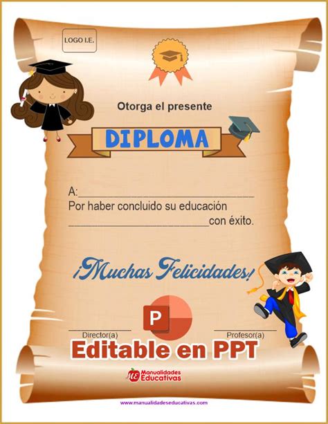 Diploma editable para cierre del año escolar modelo 17