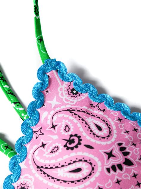 MC2 Saint Barth Janet Paisley Print Bikini Top Pink FARFETCH