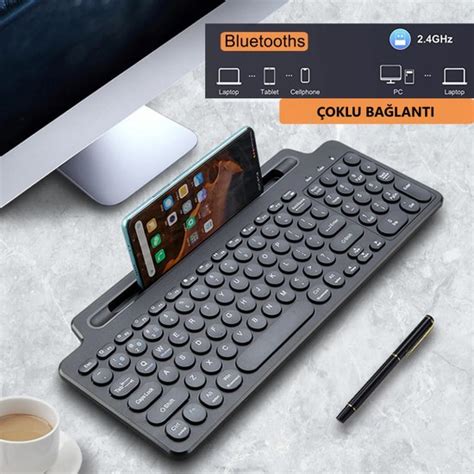 Duhaline Bluetooth wireless Kablosuz Standlı Klavye Tablet Telefon Pc