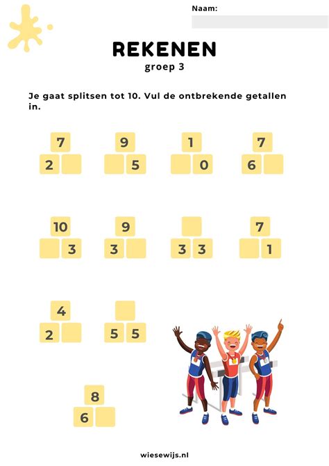 Werkblad Rekenen Groep Splitsen Thema Olympische Spelen Wiesewijs