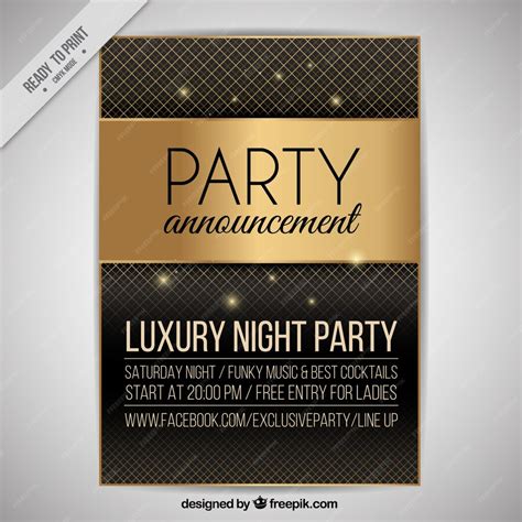 Free Vector Elegant Golden Party Brochure