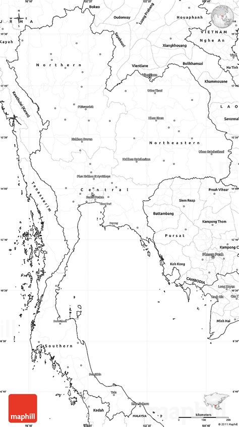 Blank Simple Map of Thailand