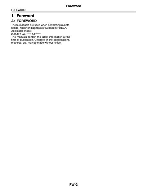 98 Subaru Impreza Repair Manual