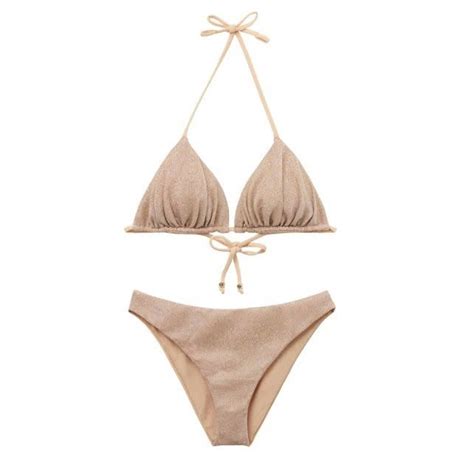 M Bikini mảnh đi biển đồ bơi nữ có mút ngực dáng tam giác dây