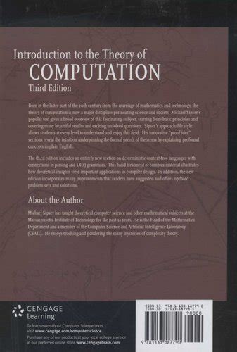 Introduction To The Theory Of Computation Hardcover 3rd Michael