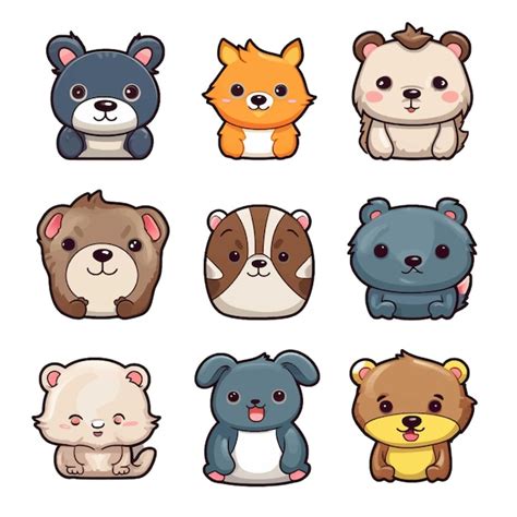 Conjunto de animais bonitos em estilo de desenho animado ilustração ...