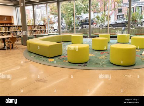 New York Ny October 20 2020 View Of Interior Of New Branch Of Brooklyn Public Library