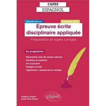 Capes Espagnol Preuve Crite Disciplinaire Appliqu E Session