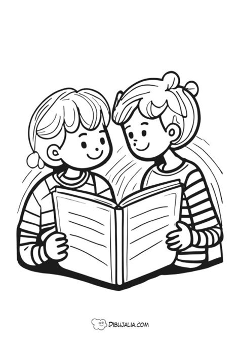 Niños Leyendo Un Libro Dibujo 2732 Dibujalia