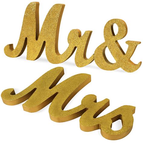 Buy Wishstream Mr And Mrs Signs Glitter Golden Wedding Sweetheart