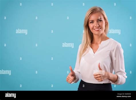 Lovely Blonde Wearing White Blouse Stock Photo Alamy