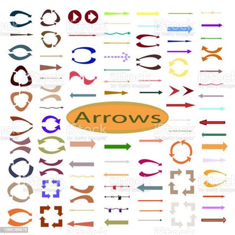 Set Of Colored Vector Arrows And Arrowshaped Elements Of Different