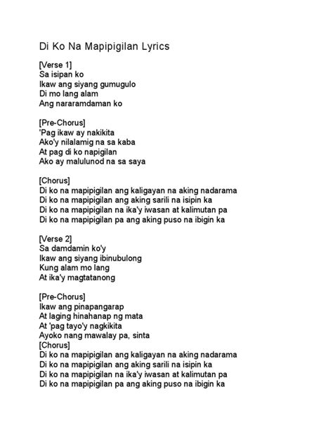 Di Ko Na Mapipigilan Lyrics Pdf