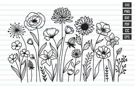 Flower Svg Files Wildflower Svg Flower Svg Batonical Svg Etsy