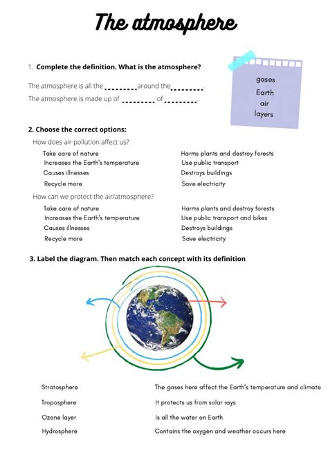 Layers Of The Atmosphere Worksheet