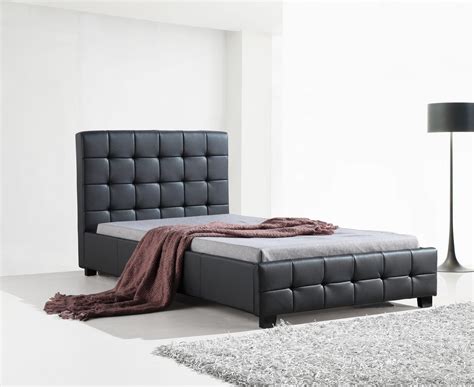 King Single PU Leather Deluxe Bed Frame Black - Shop Australia