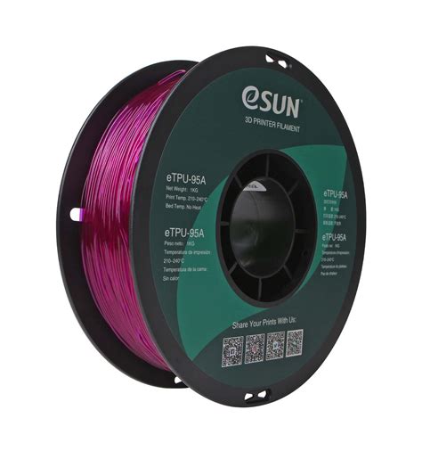 eSUN eTPU-95A Filament | 1.75mm Transparent Purple – DIY Electronics